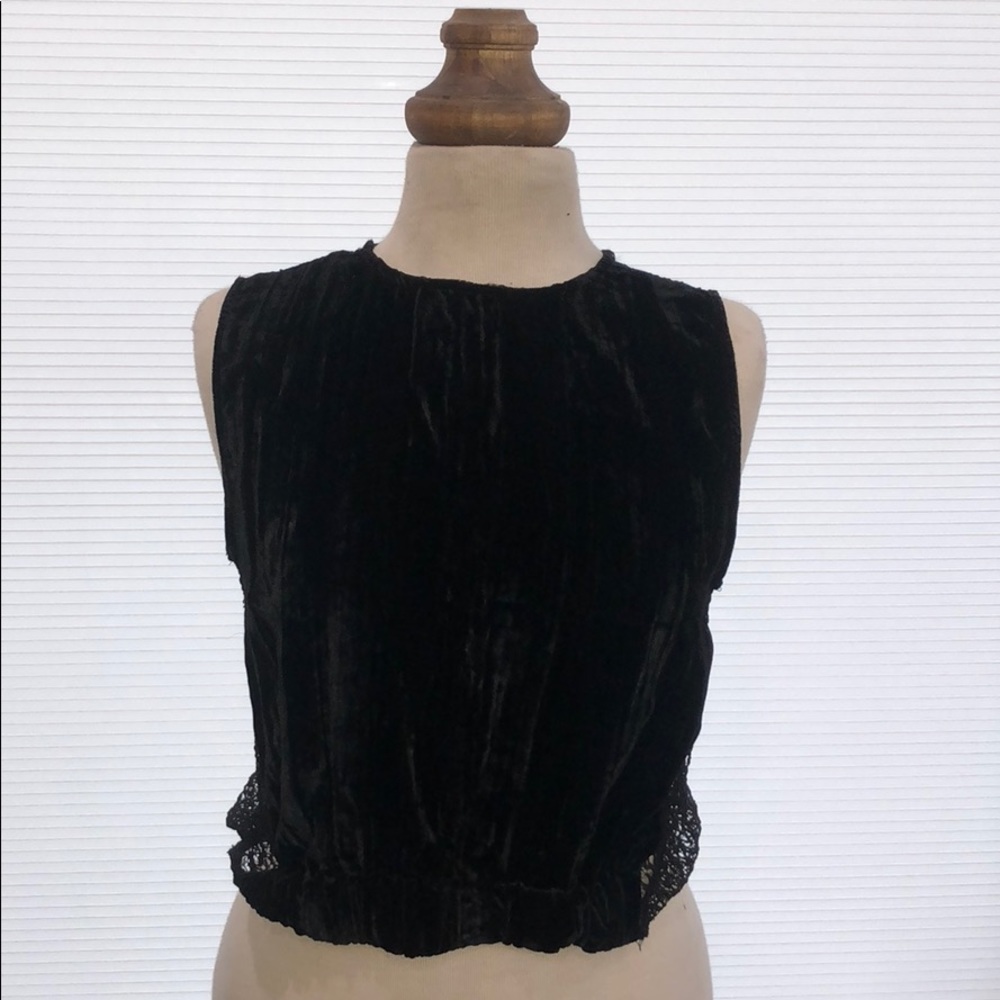 Zara evening top w/ velvet front & mesh/lace back